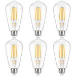 DiCUNO E26 LED Edison Bulb Dimmable, 100W Equivalent Vintage LED Light Bulbs, 2700K Warm White, Antique ST64 Filament Bulbs, 10W 1200 Lumens, Pack of 6