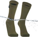 DexShell Waterproof Mudproof All Weather Cycling Biking Bamboo Rayon Inner Socks Ultra Thin Crew, Olive Green, Unisex Large