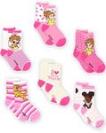 Fancy Nancy Toddler Girls 6 pack Socks (Shoe: 7-10 (Sock: 4-6), Pink Crew)