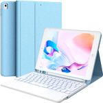 CHESONA for iPad Keyboard 9th Generation, 7 Color Backlit, Multi-Touch Trackpad, Built-in Pencil Holder, 2 Bluetooth Channels, Flip Stand Keyboard Case for iPad 9th/8th/7th Gen 10.2" Blue