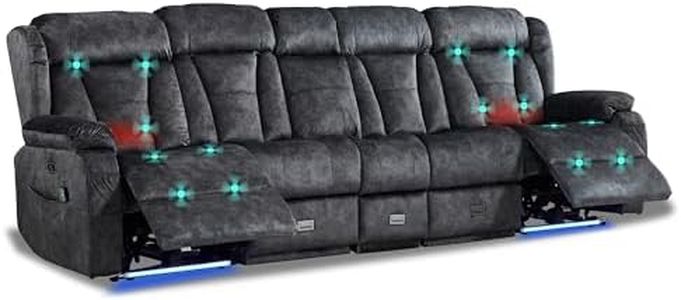 Zero Wall Hugger Power Reclining Sofa 4-Seater Recliner Couch,Massage Heat