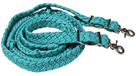 CHALLENGER Horse Braided Poly Nylon Roping Western Barrel Reins Tack Turquoise 60753