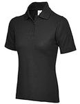 247-Clothing Ladies Pique Polo Shirt Size UK 8 to 26 Plus New Casual Sports Gym Work (UK 12 (M), Black)