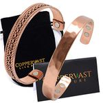 Copper Bracelets- for Men and Women| Set of 2 with Gift Bag |Handmade 100% Copper by COPPERVAST(Hammered + Chine Inlay)