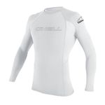 O'Neill Men's Basic Skins UPF 50+ Long Sleeve Rash Guard, White, S