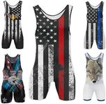 4 Time All American sublimated wrestling singlet, Firefighter, XXXS / YM 41-50 lbs.