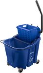 Carlisle FoodService Products OmniFit 35 QT Mop Bucket Combo: Side Press Wringer & Soiled Water Insert - Blue