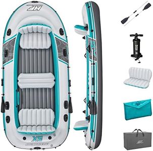 Bestway Hydro-Force Adventure Elite X5 Inflatable 5 Person Water Raft Outdoor Floating Boat Set | Includes Inflatable Boat, Aluminum Oars, Hand-Pump, Carry Bag and Gear Pouch