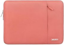 MOSISO Laptop Sleeve Bag Compatible with MacBook Air 13 M3 A3113 M2 A2681 M1 A2337 A2179 A1932/Pro 13 M2 M1 A2338 A2251 A2289 A2159 A1989 A1706 A1708,Polyester Vertical Case with Pocket, Coral