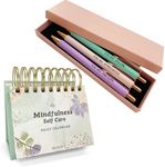 MESMOS Mindfulness Perpetual Calendar and Appreciate Pastel Pen Set, Self Care Gifts for Women, Stress Relief Gifts for Women, Inspiring Gift for Womens