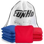 EunHo Cornhole Bean Bags Set of 8 Weather Resistant & Regulation Professional Size/Weight for Cornhole Games with Carry Bag（Red/Blue）