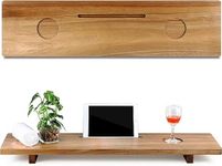 RuPS - Solid Wood Bathtub Tray Table | Large Bathtub Tray | Bathtub Accessories Holder | Mobile | Tablet and Glass Holder | Wedding (Natural Wood)