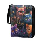 Colorful Cats 4 Pocket Binder, Trading Card Sleeves for 3 Ring Binder with 50 Removable Card Sheets, Cards Binder Zipper Album Holder