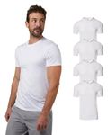 32 DEGREES Mens 4 Pack Cool Quick Dry Active Basic Crew T-Shirt, White, Small