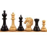 Royal Chess Mall - 4.6" Prestige Luxury Staunton Chess Pieces Only Set -Natural Ebony Wood- Triple Weighted