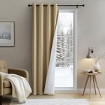 MIULEE Extra Thick Thermal Curtains Eyelet, Insulated Curtains with Quilted Lining for Winter, 1 Panel Heavy Curtains for Bedroom Living Room Doorways, Taupe Draft Excluder Curtain for Doors 52"x 96"