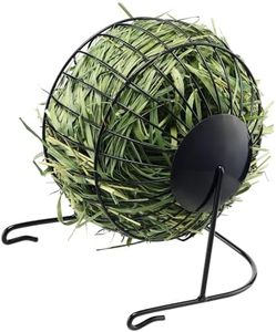 Navaris Palla Porta Fieno per Conigli - Fieniera in Ferro - Ruota Portafieno - Mangiatoia per Coniglio Nano - Alimentatore Sfera Porta Erba Coniglietti - Accessori Animali - Nero