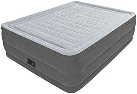 INTEX 64418NZ Dura-Beam Deluxe Comfort-Plush High-Rise Air Mattress: Fiber-Tech – Queen Size – Built-in Electric Pump – 22in Bed Height – 270kg Weight Capacity, Grey