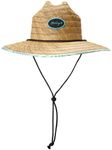 Hurley Women's Straw Hat - Capri Medium Brim Real Straw Lifeguard Sun Hat with Chin Strap, Size One Size, Light Aqua