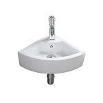 Wall Mounted Corner Sinks, High Temperature Calcination Ceramic Handmade Small Wash Basin Gloss White Modern Design for Bathroom Cloakroom Toilet WC