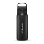 LifeStraw Go Series — Insulated Stainless Steel Water Filter Bottle for Travel and Everyday Use Removes Bacteria, Parasites and Microplastics, Improves Taste, 24oz Nordic Noir