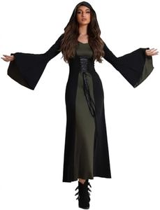 LATH.PIN Donna Rinascimento Abito con cappuccio Costume da vampiro Stile medievale Costume gotico vintage per Cosplay Halloween