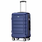 SHOWKOO Carry on Suitcase 20-Inch Small PC+ABS Hard Shell Lightweight Durable Travel Cabin Luggage with Double Spinner Wheels TSA Lock, 20" Blue