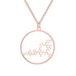 NOUMANDA Geometric Chemical Hormone Molecular Science Necklace Laser Cutting Metal Oxytocin Round Pendant Jewelry, Metal