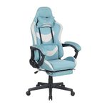 Fullwatt Gaming Chair Breathable Fabric Office Chair with Pocket Spring Cushion and Linkage Armrest, High Back Ergonomic Computer Chair with Lumbar Support Task Chair with Footrest