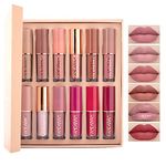 10Pcs Matte Liquid Lipstick with 2 Glitter lipstick Makeup Set, Matte Nude liquid Long-Lasting Wear Non-Stick Cup Not Fade Waterproof Lip Gloss Make up Gift Set