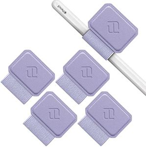 Fintie 4 Pack Pen Loop Holder for Apple Pencil Pro, Apple Pencil (USB-C) & Apple Pencil (1st / 2nd Gen) and Stylus Pens, Elastic Adhesive Leather Pen Sleeve Attached to Cases, Lilac Purple