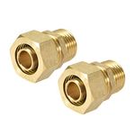 sourcing map Brass Compression Tube Fitting Connector Adapter 18mm Tube OD X G1/2 Male Gold Tone 2pcs