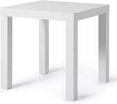 home stuff Side Coffee Table with Classic Design, Bed Side Table, End Table, Light Weight, Small Square Stylish Table For Office, Living Room, Small Square Side Table, 55x55x45 CM (White)