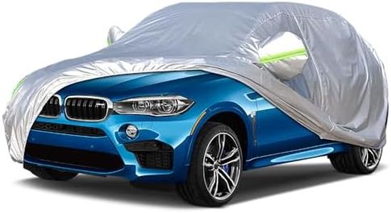 XC Universal SUV Car Cover, Waterproof, UV Protection, Windproof, Rain, Dust, Snow, Scratch Resistant, Reflective Strips, 190''-201'' (Black)