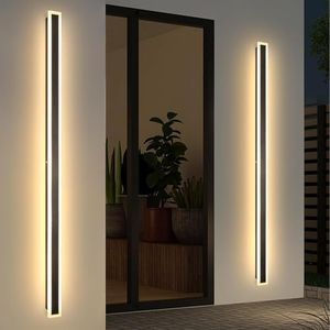 SMINGYINGZ Modern Outdoor Wall Light, 79 Inch 2PC Long Exterior Wall Lighting IP65 Waterproof 3000K-6000K Dimmable LED Outdoor Wall Sconce, Linear Long Wall Light for House Exterior Patio Garage