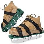 Lawn Aerator Shoes for Grass, Free-Installation Grass Aeration Shoes with Heavy Duty Spiked Aerating Sandals Adjustable Strap Spike Aerator Shoes Soil Yard Aerator Tool for Yard Patio Lawn Garden