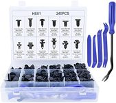 240PCS Bumper Retainer Clips Car Rivets Fasteners Removal Tools , Plastic Push Retainer Kit, Car Door Trim Panel Fender Clips ,12 Most Popular Sizes Auto Push Pin Rivets Set for Toyota GM Ford Honda