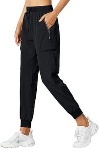 FEEKENFOO Rain Pants Women Waterproof Sun Protection UV UPF 50+ Hiking Quick Dry, Black, M