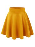 Made By Johnny Women's Basic Versatile Stretchy Flared Casual Mini Skater Skirt XS-3XL Plus Size-Made in USA, Wb211_mustard, X-Small