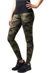 Urban Classics Women's Camouflage Leggings Comfortable Sport Pants, Stretchy Workout Trousers with Military Print, Regular Skinny Fit, Wood Camo, L