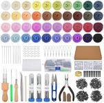 Needle Felting Starter Kit,Wool Roving 40 Colors Set,Needles Felt Tool includes Keychain, Felted Foam Mat, and Other Tools for Animal Doll Beginner Supplies