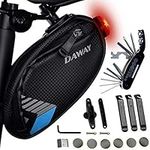 DAWAY Bike Repair Kit with Taillight A36 Waterproof Bicycle Saddle Bag, 16 in 1 Multi Tool, Glueless Tyre Tube Patches, Tire Levers Included, Practical Cycling Under Seat Pack Set