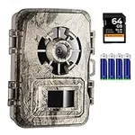 Trail Camera 24MP 1296P, Game Camera with No Glow Night Vision Motion Activated IP66 Waterproof for Wildlife Monitoring, 0.2s Trigger Time,120° Wide Camera Lens, Free 64GB SD Card & 4*Batteries