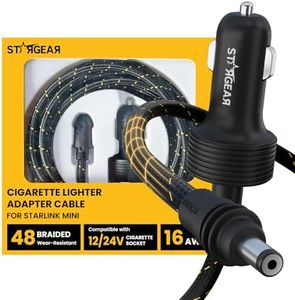 STARGEAR Starlink Mini Cable 12V Power Cable 5M/16.4FT, Braided Wear Resistant Starlink Mini Accessories Cigarette Lighter to DC Cord, 12V to 48V Car Charger Car Adapter(5M)