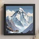 Kagaz Kala - Digital Art - Vintage Travel Wall Art - Cities and Places in India Posters - Decorative Frames for Wall Decoration - 9x9 inches Square Framed Poster (Mount Everest, Nepal)