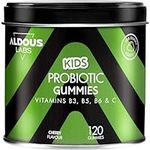 Probiotics Gummies Children | 120 Gummies Natural Flavour Cherry | Intestinal Flora, Gas and Bloating | Bifidobacterium, Lactobacillus, Vitamin C, B3, B5, B6 | for Gummy Lovers