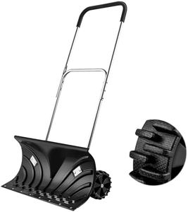 ORIENTOOLS Snow Shovel with Wheels for Driveway, Heavy Duty Snow Pusher with 6" Wheels and 26" Wide Blade for Efficient Snow Removal, Back Saver Snow Pusher Efficient Remover Tool for Doorway Sidewalk