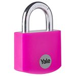 Yale - YE3B/32/116/1/P Standard Security 32mm Aluminium Padlock - Pink - Open Hardened Steel Shackle - 3 Keys