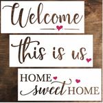 Large Word Stencils for Painting on Wood – Home Sweet Home, This is Us, Welcome Stencil Set - Reusable Stencils for Painting - Farmhouse Stencils for Wood Signs, Crafts, Canvas, Fabric & DIY Projects