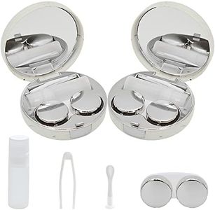 FEILIBAY 2 Pack Marble Contact Lens Case All-in-One Travel Contact container Soak Storage Kit(Silver)